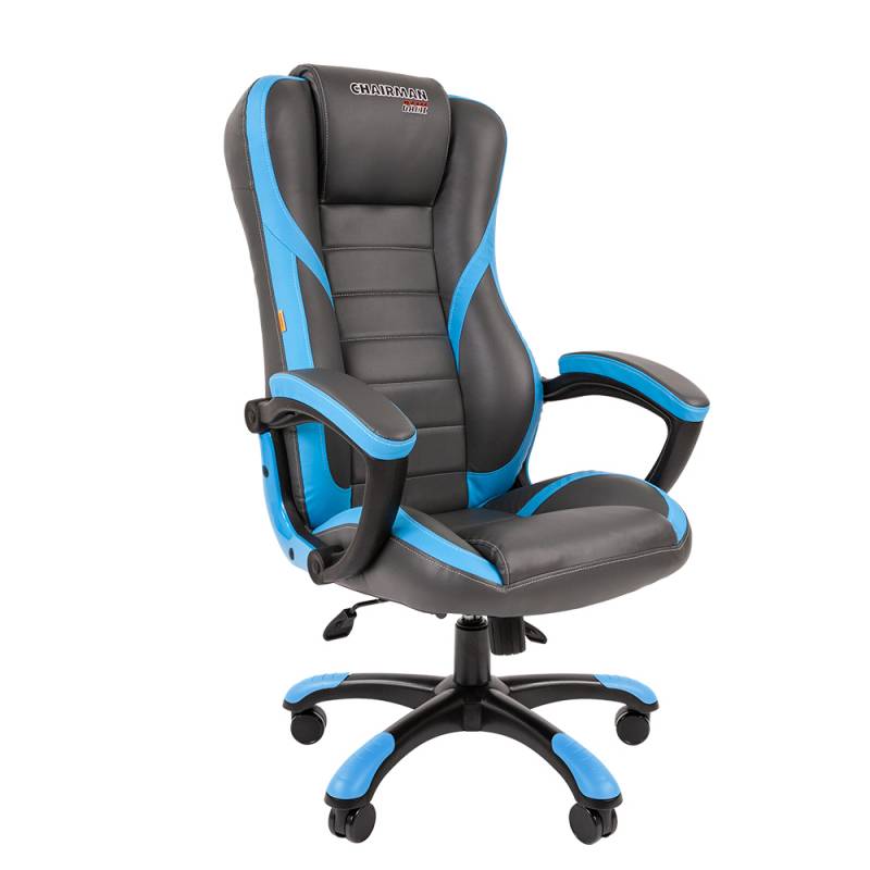 Игровое кресло Chairman game 22 Россия экопремиум серый/голубой главное фото