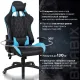 Игровое кресло  "GT Master GM-110", две подушки, экокожа, черное/голубое, 531928. Фото товара с разных ракурсов.