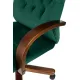 Кресло руководителя Бюрократ T-9928WALNUT Fabric зеленый Italia Green крестов. металл/дерево. Фото товара с разных ракурсов.