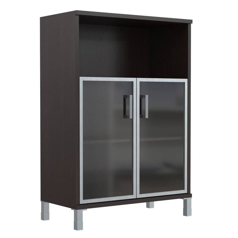 Шкаф средний с малыми стеклянными дверьми в AL-рамке B 420.4 Венге Магия 900х450х1286  главное фото